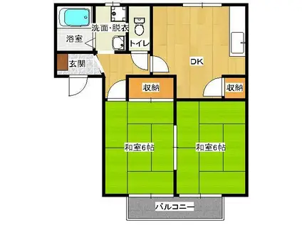 メゾン・ド・ヒル II(2DK/2階)の間取り写真