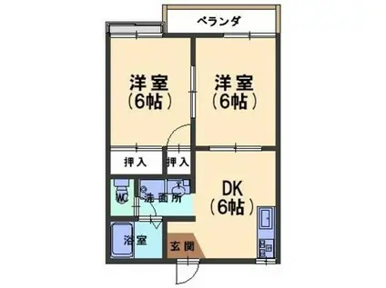 グリーンフラッツ(2DK/2階)の間取り写真