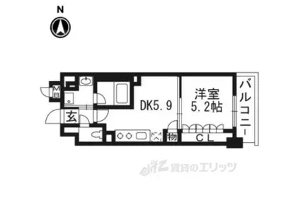 ソルレヴェンテ堀川高辻602(1DK/6階)の間取り写真