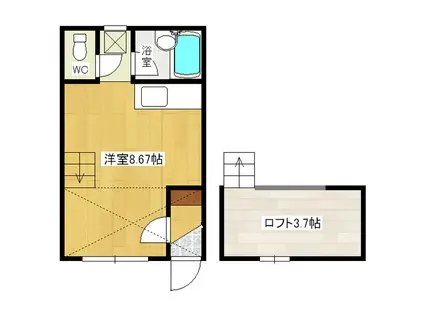 ミントヒルズ(ワンルーム/1階)の間取り写真