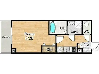ジーメゾン吹田岸部(1K/1階)の間取り写真