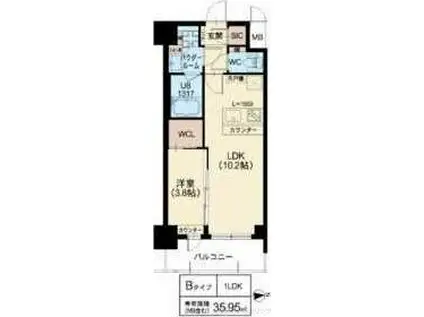 スプランディッド江坂III(1LDK/4階)の間取り写真