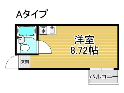 玉出ハイツ(ワンルーム/4階)の間取り写真