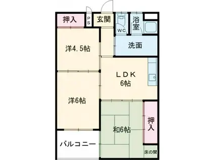 シャトー東香里(3DK/1階)の間取り写真