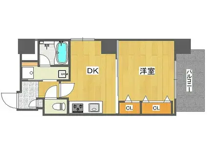 フェリーチェ国立(1DK/2階)の間取り写真