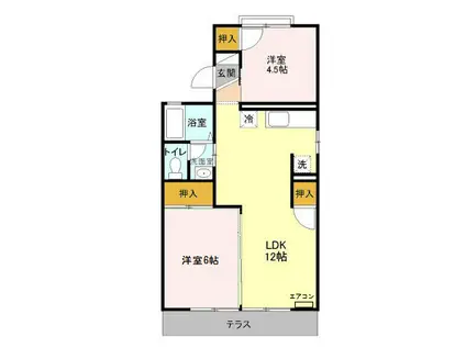 吉川タウンハウス II棟(2LDK/1階)の間取り写真