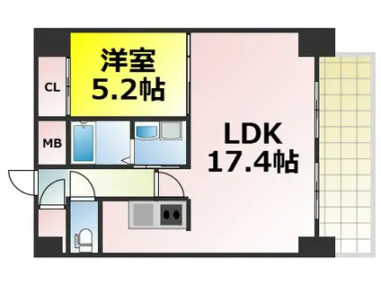 KDXレジデンス難波(1LDK/9階)の間取り写真