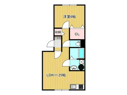 ハーツクライ(1LDK/1階)の間取り写真