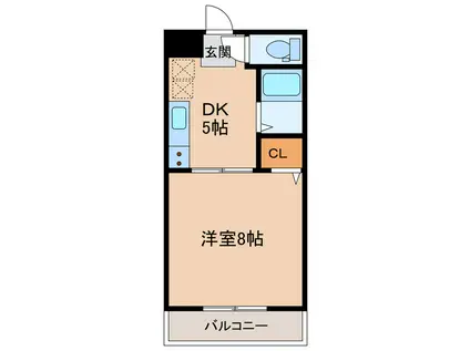 ルチェーレ愛野II(1DK/2階)の間取り写真