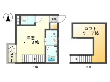 リュミエール ウエスト(ワンルーム/1階)の間取り写真