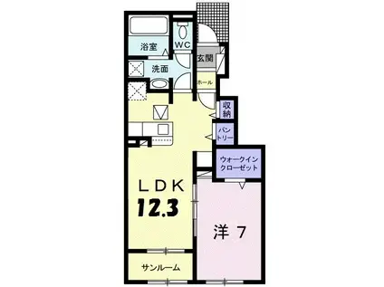 VENT・VERT IV(1LDK/1階)の間取り写真