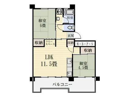 鴨池2丁目団地1号棟(2LDK/9階)の間取り写真