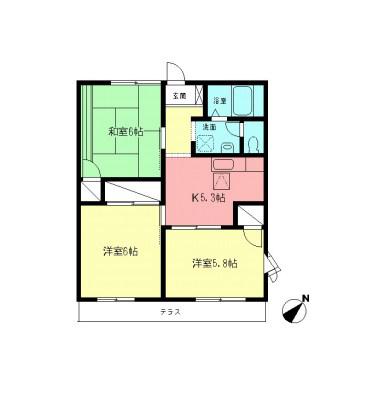 エイム I(3K/1階)の間取り写真