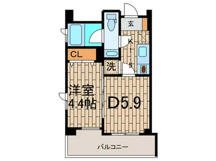 MYRIA RESIDENCE SENZOKU(1DK/5階)の間取り写真