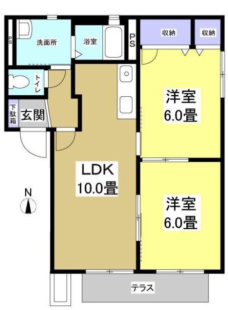 グレース竜洋(2LDK/1階)の間取り写真