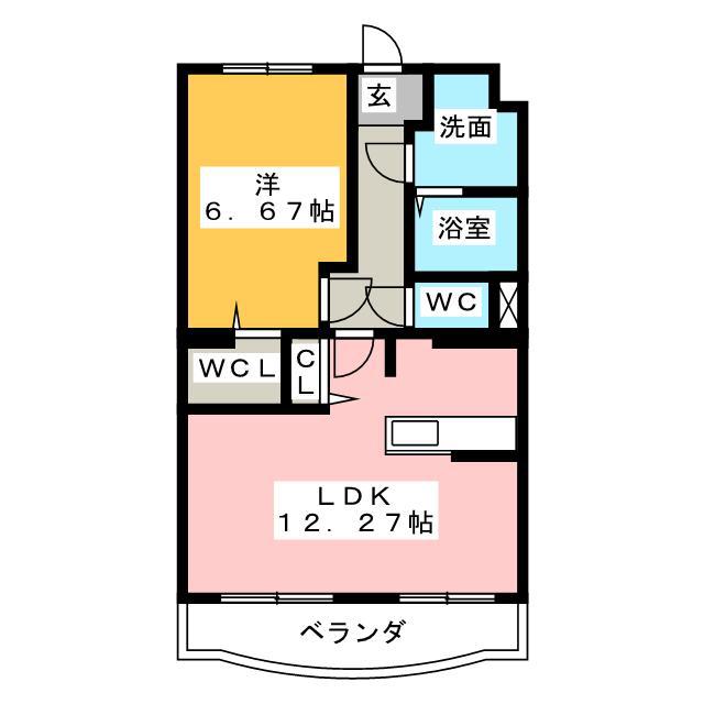 ベルフラワー五番館(1LDK/1階)の間取り写真