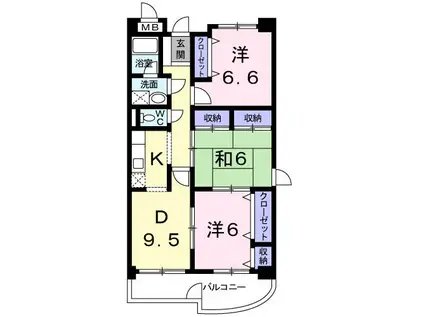 サクシード備後(3DK/2階)の間取り写真