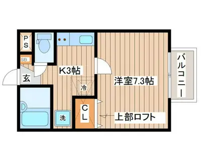 パセオプラシード雨宮(1K/2階)の間取り写真
