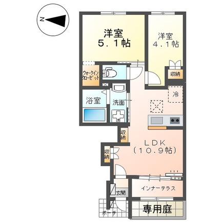 レサンス八街(2LDK/1階)の間取り写真