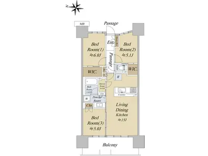 シティテラス東陽町(3LDK/6階)の間取り写真