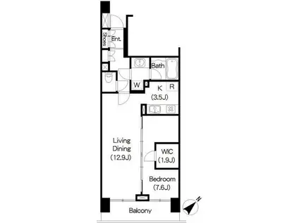 ブリリアイスト三軒茶屋アイビーテラス(1LDK/8階)の間取り写真