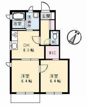 イデアルメゾンA棟(2DK/1階)の間取り写真