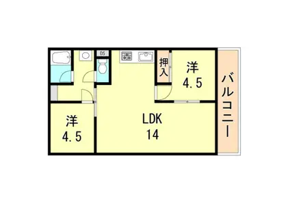 カルム魚住(2LDK/5階)の間取り写真