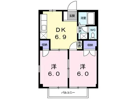 ペアガーデン(2DK/1階)の間取り写真