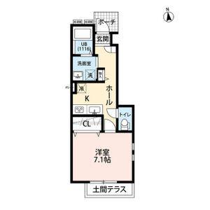 アムール川原田(1K/1階)の間取り写真