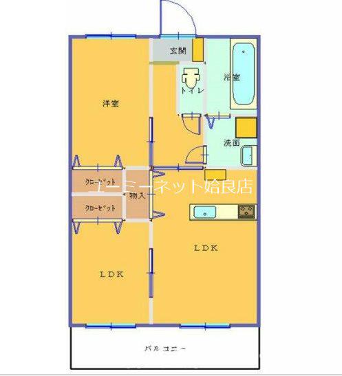 リバーサイド池島(2LDK/4階)の間取り写真