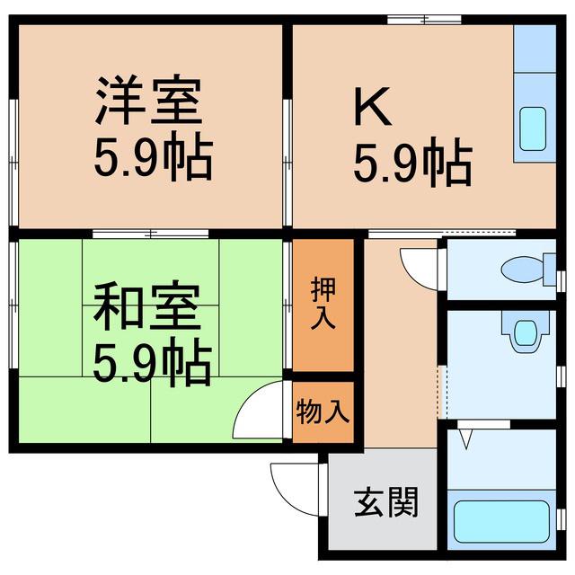 サンビレッジ宮前(2K/1階)の間取り写真