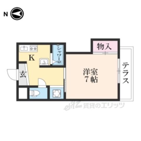 メゾン東大津(1K/2階)の間取り写真