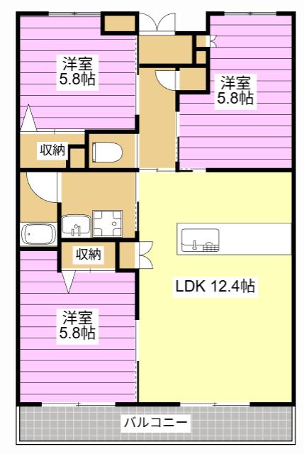 プランドール葵(3LDK/3階)の間取り写真