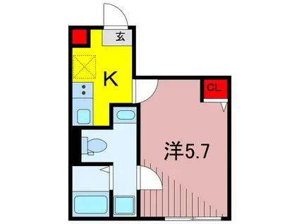 6TH RESIDENCE AYASE(1K/4階)の間取り写真