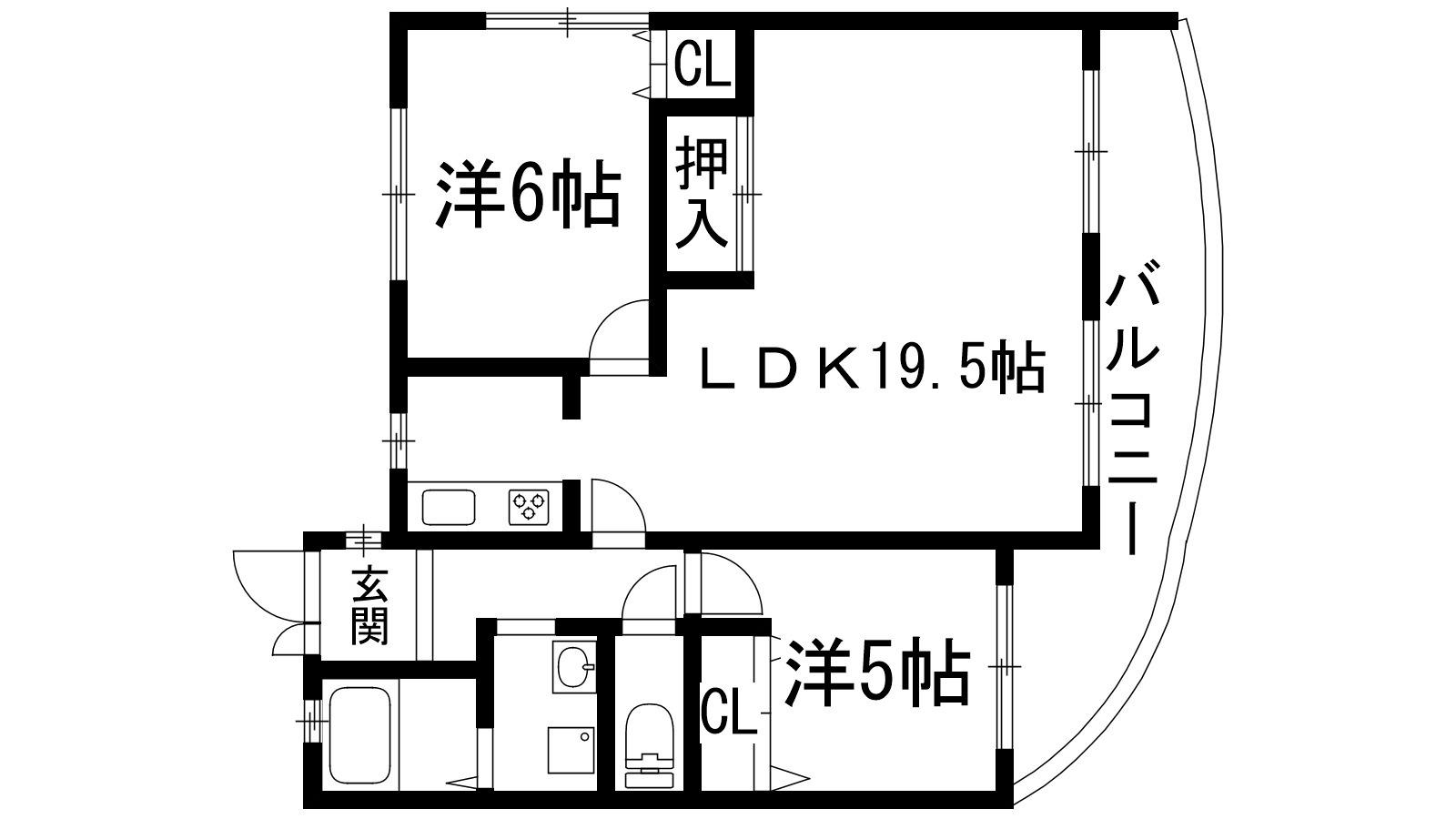 旭丘プラザ(2LDK/3階)の間取り写真