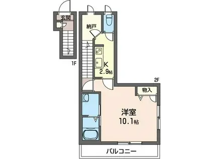 CASAフェリーチェ(1DK/2階)の間取り写真