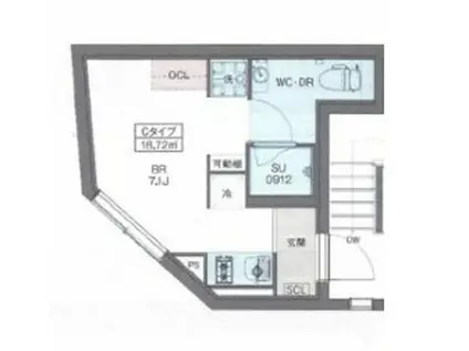 プラティーク神楽坂DUAL プラティーク神楽坂デュアル(ワンルーム/3階)の間取り写真