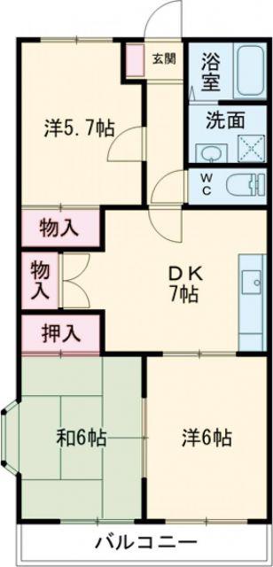オステンハイム(3DK/3階)の間取り写真