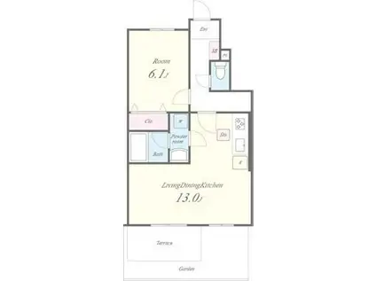 ヴィラージュ志伊III(1LDK/1階)の間取り写真