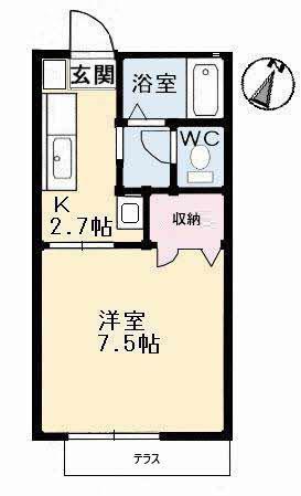 サンライズ21(1K/1階)の間取り写真