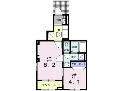 ブルー ムーン(2K/1階)の間取り写真