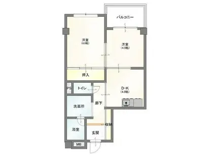 メゾン霞(2DK/4階)の間取り写真