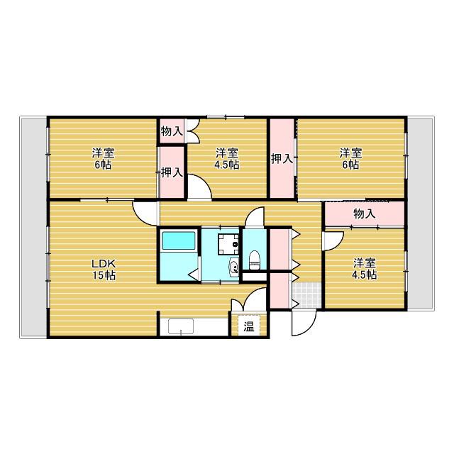 栄南団地4号棟(4LDK/3階)の間取り写真