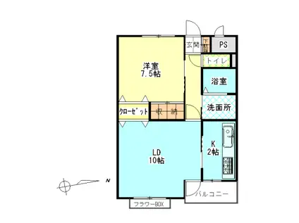 ハイクオリティVI(1LDK/1階)の間取り写真