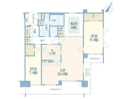 深沢ハウス J棟(3LDK/9階)の間取り写真