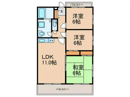 サンヒルズマンション(3LDK/5階)の間取り写真