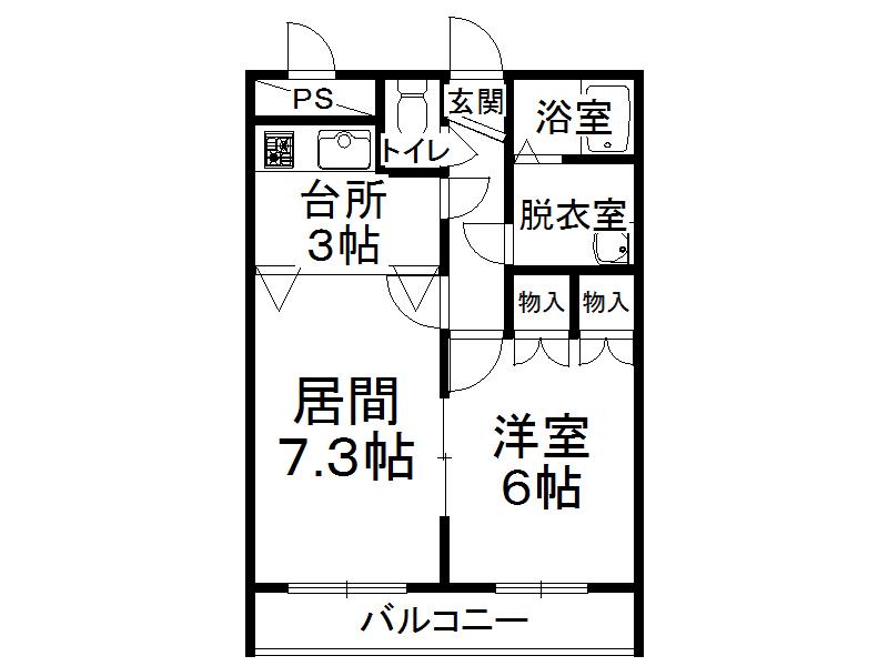 シャルム参番館(1DK/1階)の間取り写真