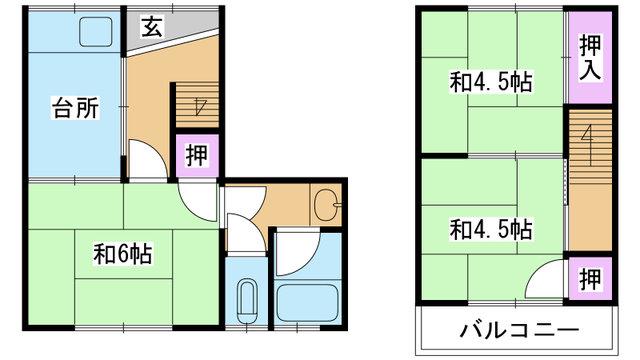 上田 南棟(3K/1階)の間取り写真