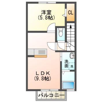 グランドルフ(1LDK/2階)の間取り写真