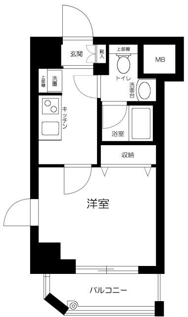 アマヴェル洗足(1K/4階)の間取り写真